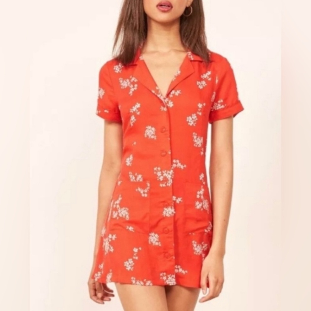 Reformation Plymouth Dress in Red Floral — Size XS